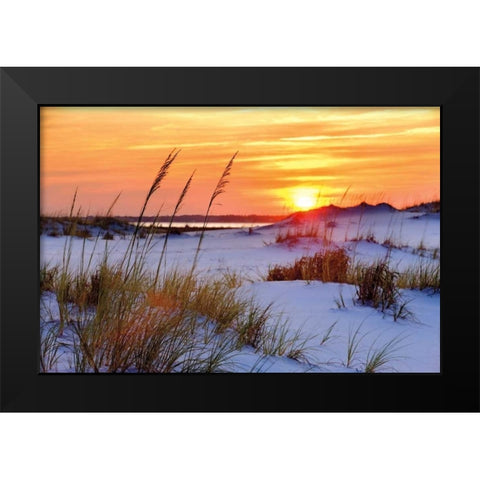 Seashore Sunset Black Modern Wood Framed Art Print by Jones, Mike