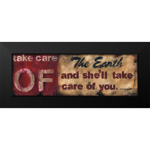 Take Care Of The Earth Black Modern Wood Framed Art Print by Pasion, Wani