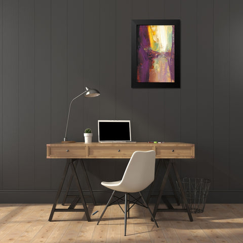 Violet Falls Black Modern Wood Framed Art Print by Shire, Martin