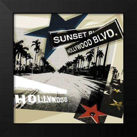 Hollywood Blvd. II Black Modern Wood Framed Art Print by Venter, Tandi