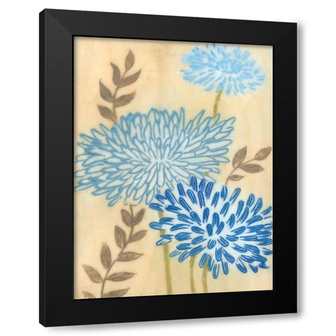 Blue Blooms I Black Modern Wood Framed Art Print with Double Matting by MAJA