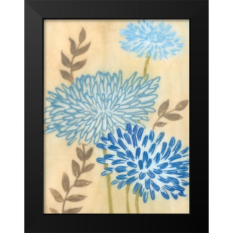 Blue Blooms I Black Modern Wood Framed Art Print by MAJA