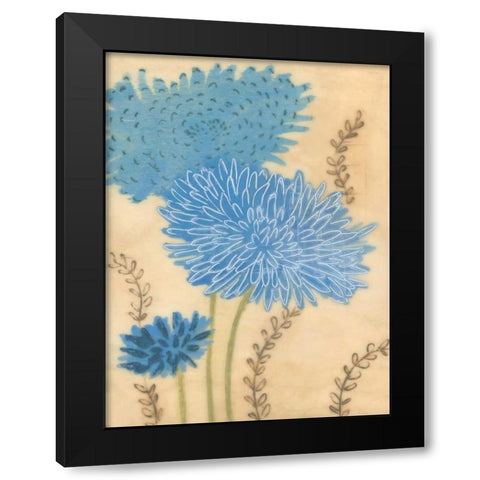 Blue Blooms II Black Modern Wood Framed Art Print by MAJA