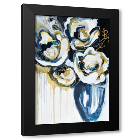 Blooms in Sea Foam Black Modern Wood Framed Art Print with Double Matting by Maritz, Angela