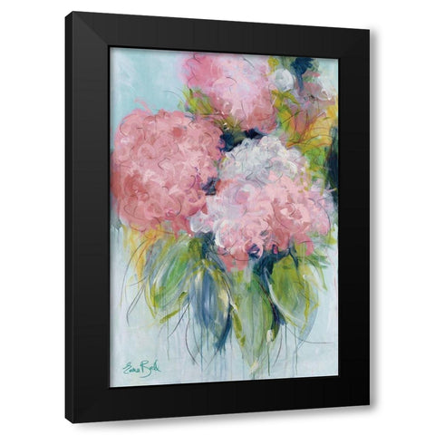 Pink Hydrangeas Black Modern Wood Framed Art Print with Double Matting by Bell, Emma