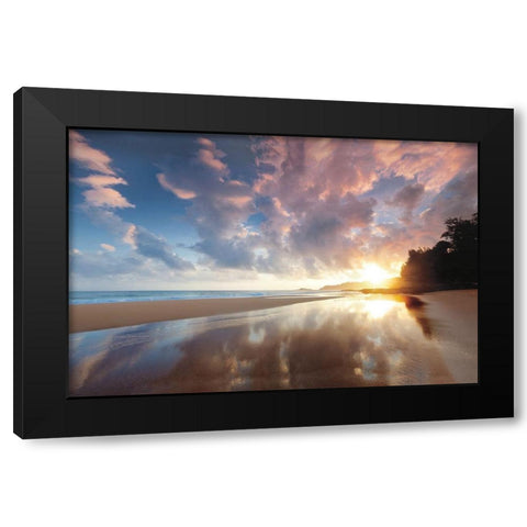 Secret Beach Sunrise Black Modern Wood Framed Art Print with Double Matting by Frates, Dennis