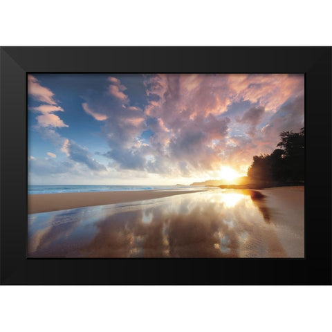 Secret Beach Sunrise Black Modern Wood Framed Art Print by Frates, Dennis