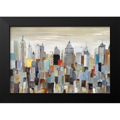 New York Skyline Black Modern Wood Framed Art Print by Kadmiri, Aziz