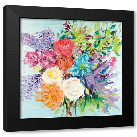 Wedding Flowers Black Modern Wood Framed Art Print by Bell, Emma