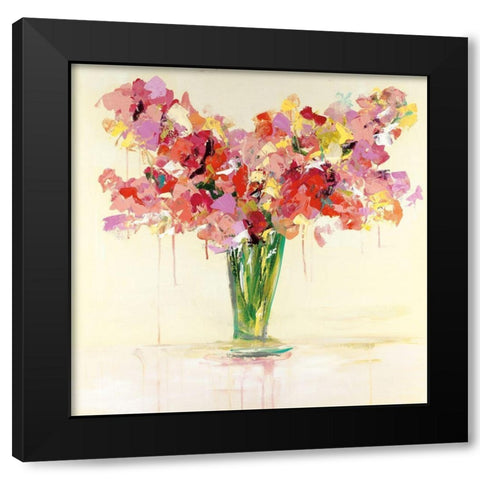 Vase of Red and Pink Black Modern Wood Framed Art Print with Double Matting by Bell, Emma