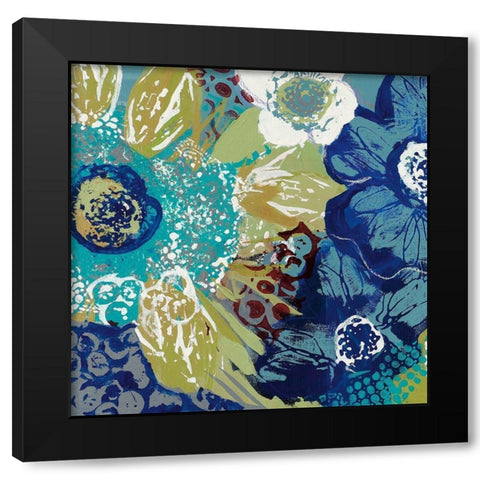 Garden Blues I Black Modern Wood Framed Art Print with Double Matting by Bernsen, Leslie
