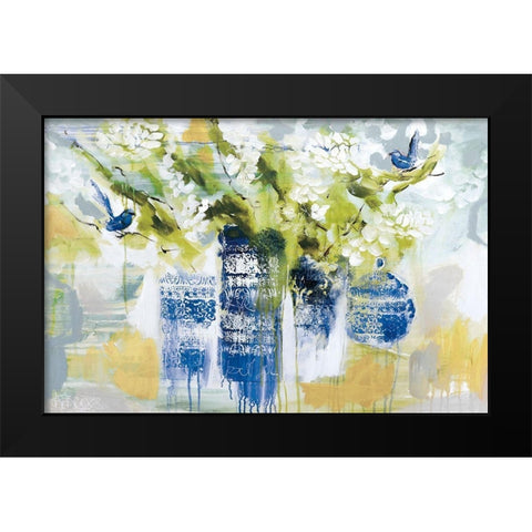 Blue Wrens Black Modern Wood Framed Art Print by Jones, A.