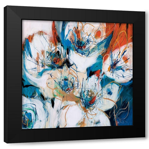 Splashes of Blue Black Modern Wood Framed Art Print with Double Matting by Fitzsimmons, A.