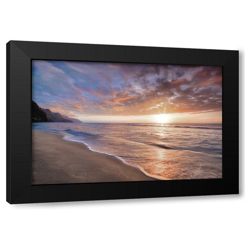 Kee Beach Sunset Black Modern Wood Framed Art Print by Frates, Dennis