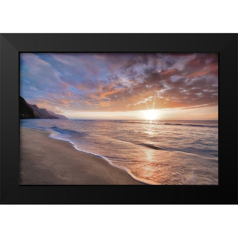 Kee Beach Sunset Black Modern Wood Framed Art Print by Frates, Dennis