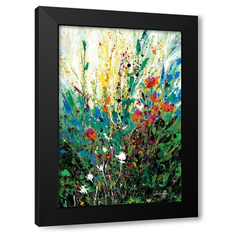 Floral Escape Black Modern Wood Framed Art Print by Stanion, Kathy Morton