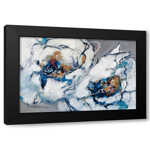 Softly Blooming Black Modern Wood Framed Art Print by Fitzsimmons, A.