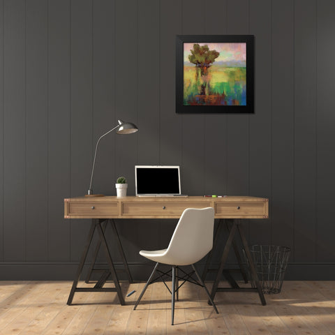 Spring Green Black Modern Wood Framed Art Print by Cassell, Sherri