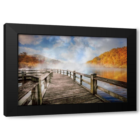 Dancing Fog At The Lake Black Modern Wood Framed Art Print by Celebrate Life Gallery