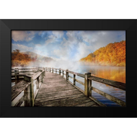 Dancing Fog At The Lake Black Modern Wood Framed Art Print by Celebrate Life Gallery