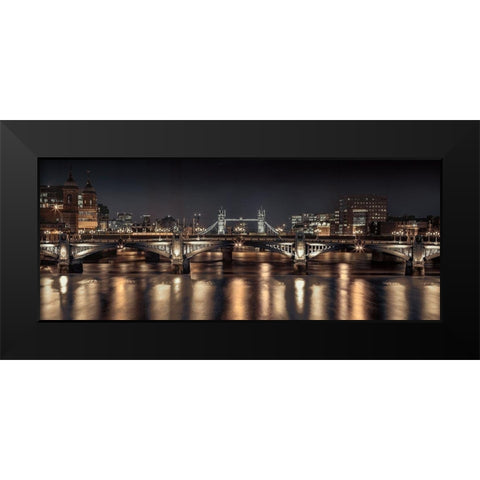 London Glow Black Modern Wood Framed Art Print by Frank, Assaf