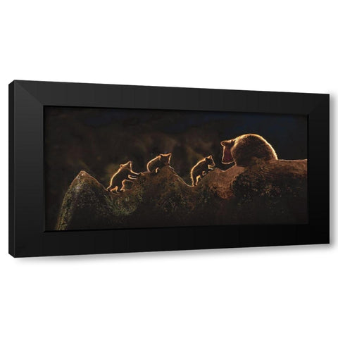 Triplets Black Modern Wood Framed Art Print with Double Matting by Ortega, Xavier