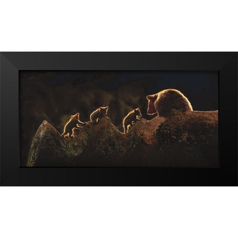 Triplets Black Modern Wood Framed Art Print by Ortega, Xavier