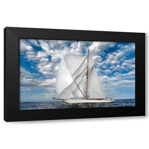 Voyage Black Modern Wood Framed Art Print with Double Matting by Ortega, Xavier