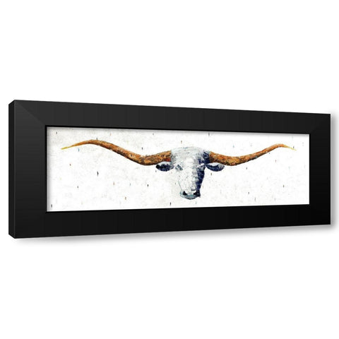 Longhorn Black Modern Wood Framed Art Print by Pelkey, Marvin
