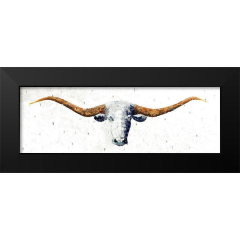 Longhorn Black Modern Wood Framed Art Print by Pelkey, Marvin