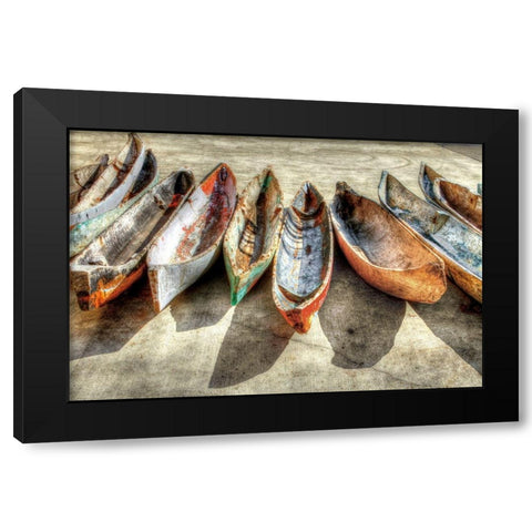 Canoes Black Modern Wood Framed Art Print with Double Matting by Celebrate Life Gallery