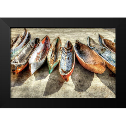 Canoes Black Modern Wood Framed Art Print by Celebrate Life Gallery