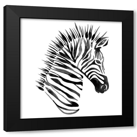 Zebra Black Modern Wood Framed Art Print by Billinghurst, Marina