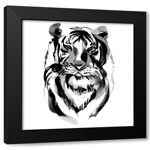 Tiger Black Modern Wood Framed Art Print by Billinghurst, Marina