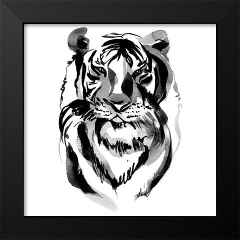 Tiger Black Modern Wood Framed Art Print by Billinghurst, Marina
