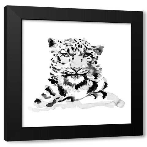 Snow Leopard Black Modern Wood Framed Art Print by Billinghurst, Marina