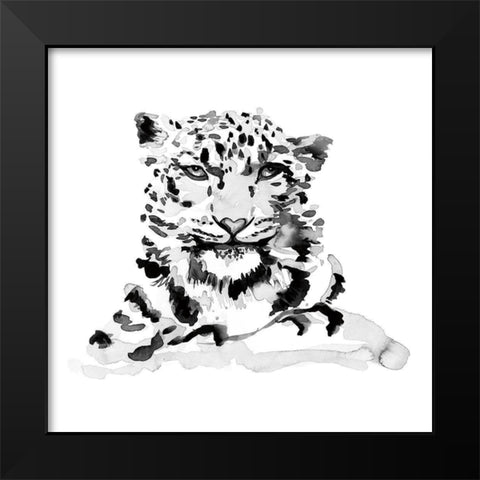 Snow Leopard Black Modern Wood Framed Art Print by Billinghurst, Marina