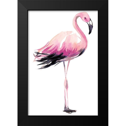 Flamingo Black Modern Wood Framed Art Print by Billinghurst, Marina