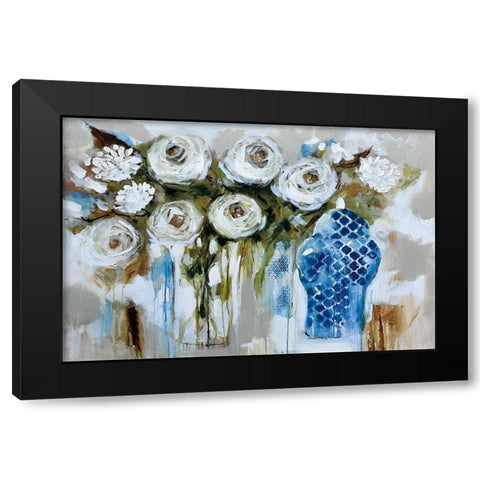 Dutch Bouquet Black Modern Wood Framed Art Print with Double Matting by Jones, A.