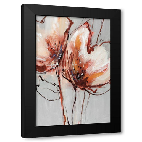 Blooms In Tangerine Black Modern Wood Framed Art Print by Fitzsimmons, A.