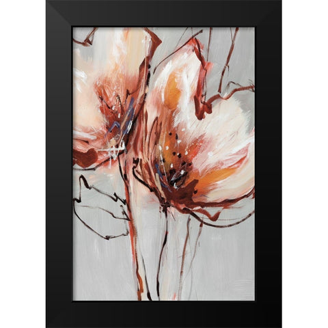Blooms In Tangerine Black Modern Wood Framed Art Print by Fitzsimmons, A.