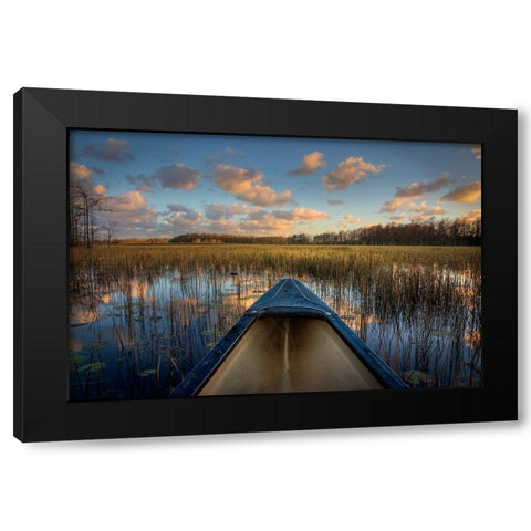 Canoeing on the River Black Modern Wood Framed Art Print with Double Matting by Celebrate Life Gallery