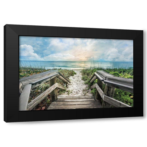 Welcome to the Beach Black Modern Wood Framed Art Print by Celebrate Life Gallery