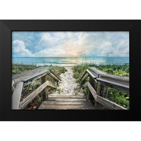 Welcome to the Beach Black Modern Wood Framed Art Print by Celebrate Life Gallery