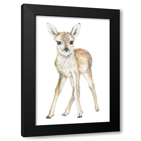Baby Deer Black Modern Wood Framed Art Print with Double Matting by Markelova, Elena
