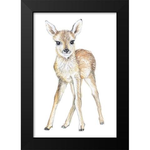Baby Deer Black Modern Wood Framed Art Print by Markelova, Elena