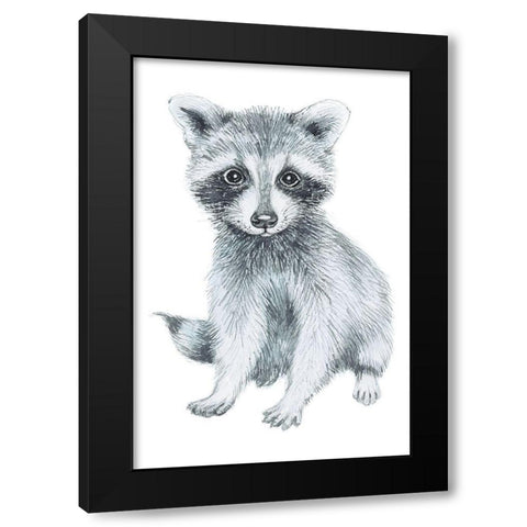 Baby Raccoon Black Modern Wood Framed Art Print with Double Matting by Markelova, Elena