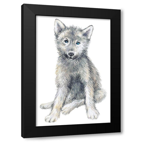 Baby Coyote Black Modern Wood Framed Art Print by Markelova, Elena