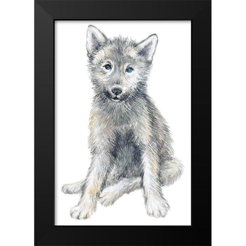 Baby Coyote Black Modern Wood Framed Art Print by Markelova, Elena