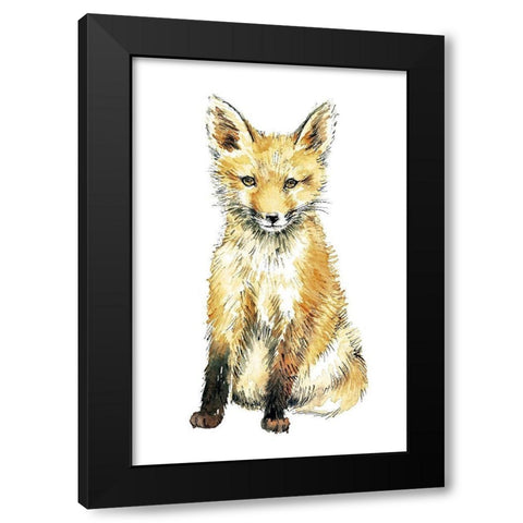 Baby Fox Black Modern Wood Framed Art Print by Markelova, Elena